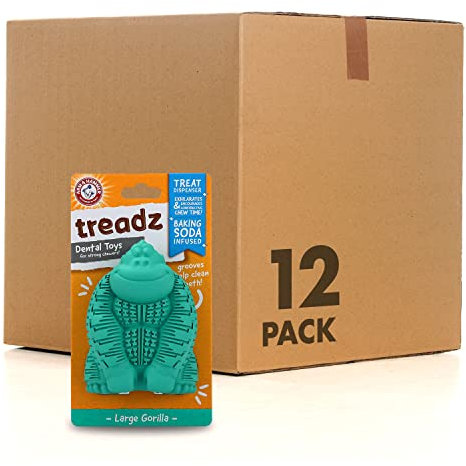 Arm & Hammer for Pets Super Treadz Gorilla Zahnkauspielzeug für Hunde, Zahnspielzeug für Hunde, reduziert Plaque und Zahnstein, ohne zu bürsten, sicher für Hunde bis zu 15,9 kg (12 Stück)