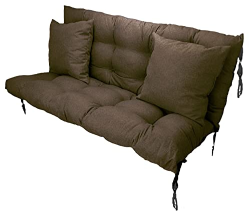 Filippo Sitzauflagen Gartenmöbel 180 x 55 x 55 cm Braun - Kissen Hollywoodschaukel Beständig Gegen Schimmel – Handgefertigt Polster für Hollywoodschaukel mit Befestigungsschnüre