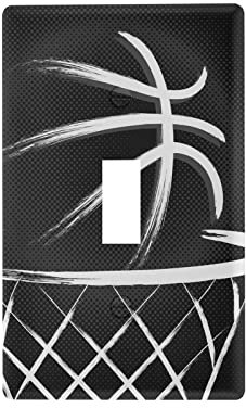 Glaphy Black and White Basketball Sport Wall Plate, Single Toggle Switch Plate Outlet Covers, Light Switch Plates Cover for Home Bedroom Decor