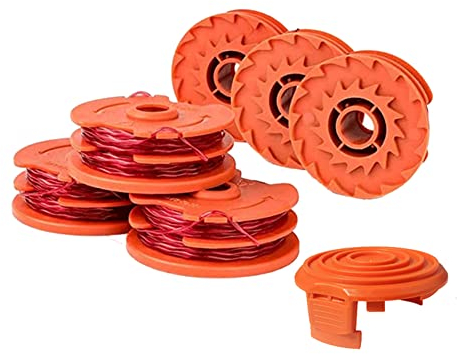 Bobines Rechange Pour Coupe-Herbes, 7 PCS Rechange Bobine Fil Compatible Avec Worx Wa0007 Coupe-Bordures Coupe-Herbes Bobine Fil PièCes Rechange 10m 50022833 Couvercles Bobines 6 Bobines 1 Bouchon