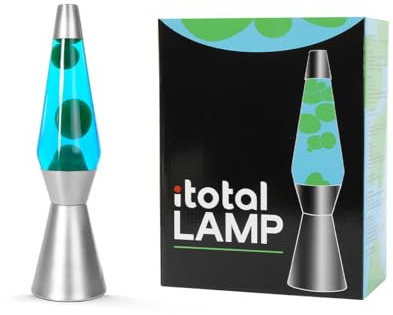 I-TOTAL® - Lampe à Lave Spaceship – Effet Bulles Hypnotisant, Design Rétro et Moderne, Lampe Décorative Colorée avec Cire en Mouvement (Base Argentee Liquide Bleu Cire Vert)