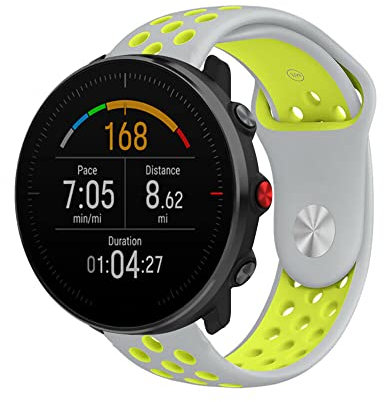 Strap-it Silikon Sportarmband - kompatibel mit - Polar Vantage M - Armband - Grau/Gelb - fur Grit X - Grit X Pro - Vantage V3 - Vantage M2