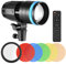 Andoer 50W LED Video Light, COB Photography Continuous Light 5500K Dimmable CRI90+ Built-in Magnifying Lens with Remote Control 5pcs Color Filters for Portrait Wedding Fashion Product Photography