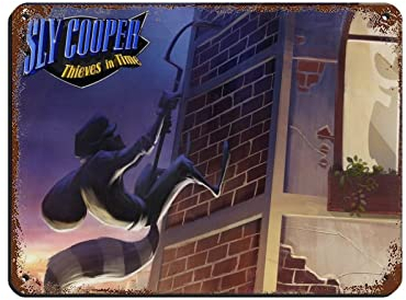 RIELLI Sly Cooper Thieves in Time Spiel 4 Blechschild Vintage Metall Pub Club Cafe Bar Home Wandkunst Dekoration Poster Retro 30 x 40 cm