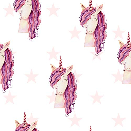 wandmotiv24 Fototapete Einhorn Muster Sterne, 200 x 140cm - selbstklebende Vliestapete 150g, Wanddeko, Wandbild, Wandtapete, Fantasie Rosa M5880