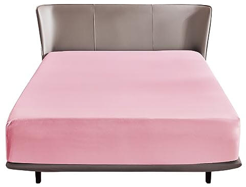 Bedsure Spannbettlaken 160x200cm Boxspringbett Topper - Polyester Mikrofasermaterial Bettlaken 160x200 cm für Matratzenhöhe bis 30 cm, Weiches Spannbetttuch Leintuch, Rosa