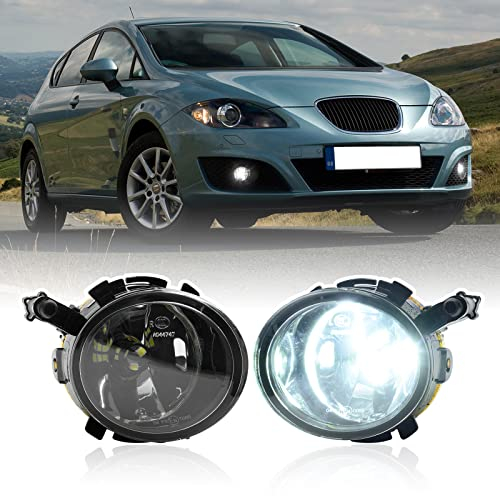 njssjd Nebelscheinwerfer-Baugruppen mit HB4 9006 LED-Leuchtmittel, kompatibel mit Seat Leon II Ibiza IV, 2009–2015 Seat Altea XL Nebelscheinwerfer