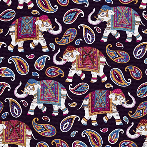 HEKO PANELS Stoff Oxford Wasserdichte Meterware Canvas-Stoff Polyester Stoff Zum Nähen Nähstoffe Dekostoffe Wasserabweisend Blickdicht Elefanten 2 Meter 155 x 200 cm