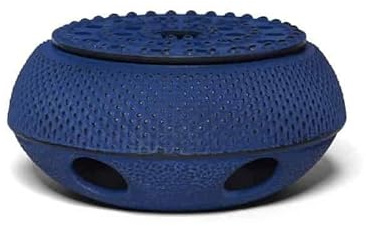 MAOCI Réchaud en fonte bleu | Design japonais Arare | Chauffe-thé et soucoupe pour théières en fer