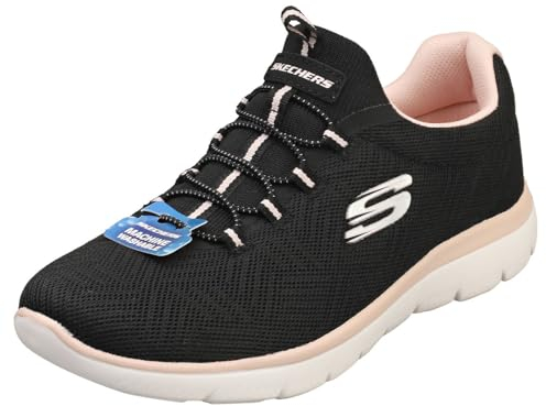 Skechers Summits Artistry Chic, Scarpe da Ginnastica Donna, Bordo in Rete Nera Rosa Chiaro, 39 EU