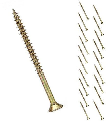 Lokatall Lot de 20 vis à bois longues à tête plate M5 x 100 mm - Entraînement autotaraudeuse - Vis à bois à tête fraisée en acier galvanisé - Tête plate la réparation de meubles, la menuiserie, le