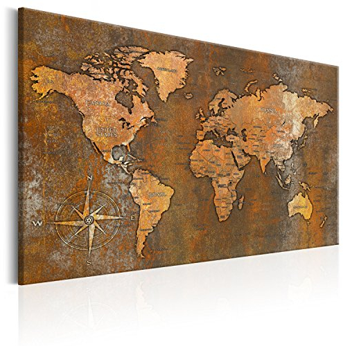 B&D XXL - Akustikbild Bilder Akustikschaum Hochleistungsschallabsorber Schallschutz Leinwand 1 tlg Wandbild Raumakustik Schalldämmung Poster Weltkarte Welt Landkarte Kontinente