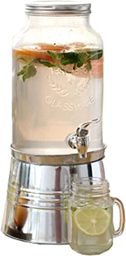 Distributeur de Tour de bière, Distributeur de Boissons, Distributeur de jus, Pot Mason en Verre, Distributeur de Boissons avec Seau à Glace, Support 6L pour Distributeur d'eau et de Sangria