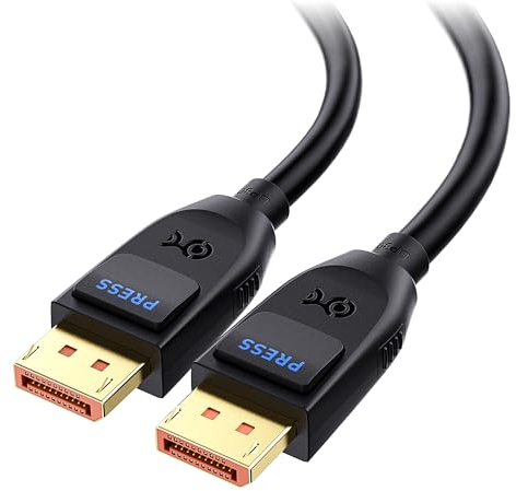 Cable Matters [VESA-zertifiziertes] 80G DisplayPort 2.1 Kabel 1 m, DP80 Kabel mit 16K 60 Hz, 8K 240 Hz, 4K 240 Hz schwarz m. FreeSync, G-SYNC und HDR für Gaming Monitor, PC, RTX 4080/4090, RX 7900