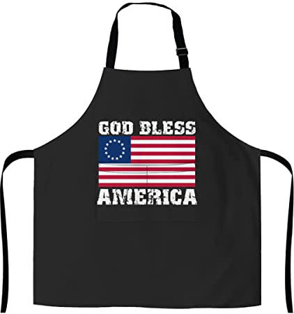 874 Backschürze, Gott Segne Amerika, Patriotisches Christentum, Usa, Betsy Ross-Flagge Grillschürze Personalisiert Schürze Verstellbare Kochen Schürze Für Kochen Bbq Café