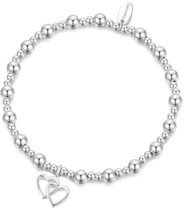 Philip Jones Heart Link Beaded Stretch Bracelet