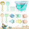 11 Stück Sandspielzeug Strandspielzeug Kinder, Strand Spielzeug Set, Sandkasten Spielzeug mit Faltbares Eimer, Sandschaufel, Sandformen, Gartenspielzeug für Kinder, Sandspielzeug für Mädchen Junge