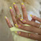 Almond Short Press on Fake Nails Cute Yellow Flowers Nail Art Decoration Summer French Manicure for Women and Girls 24pcs