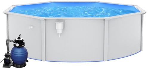 Kavolet Piscine avec pompe à filtre à sable Ø 460 x 120 cm Piscine hors-sol Piscine familiale Piscine de jardin Piscine à parois en acier Kit complet