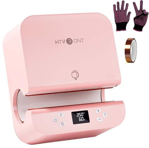 HTVRONT Auto Tumbler Heat Press Machine - Mug Heat Press Heat Up Fast & Even, Professional Tumbler Press High-Security for 2.9-3.35inch Sublimation Tumblers, Cups, Glasses and Mugs (Pink)
