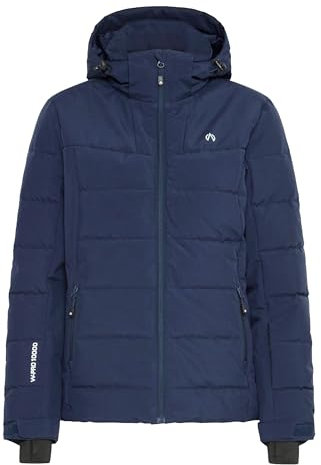 NORTH BEND NBMarina Damen Skijacke Winterjacke Snowboardjacke wasserdicht wasserfest 10.000 mm Wassersäule Kapuze Skipasstasche W-PRO Wetterschutzsystem, Größe:46, Farbe:Navy Blazer (2048)