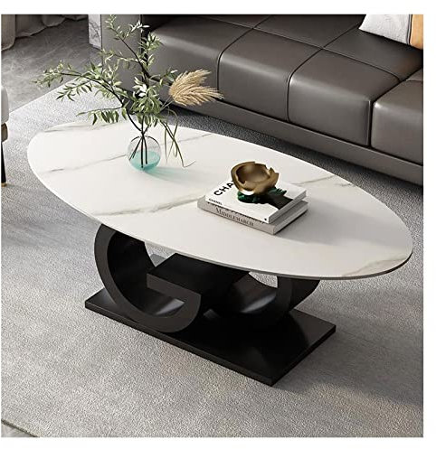 Couchtisch Couchtisch mit Metallfuß for Wohnzimmer, ovaler Mitteltisch, robuster moderner Teetisch, Sofa-Cocktailtisch for Küche, Balkon, Büro, Besprechungsraum, einfache Montage Beistelltisch(Weiß)