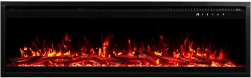 Aflamo Royal Pro-Cheminée électrique encastrable Murale Effet Flamme LED réaliste avec Fonction chauffante.