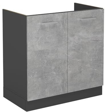Vicco Spülenunterschrank R-Line, Küchenunterschrank für die Spüle, Beton, 80 cm ohne Arbeitsplatte