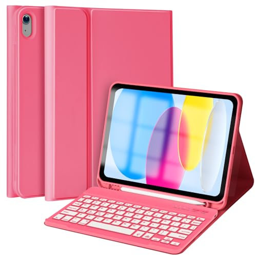 CC Store Keyboard Case for iPad A16 11th Generation 2025/10th Generation 2022(11/10.9 inch), 7 Colors Backlit Detachable Folio Keyboard Cover with Pencil Holder for iPad 11/10 Gen, UK Layout