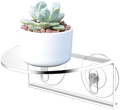 Ancsttu Plant Shelf for Fish Tank, Suction Cups Acrylic Ledge Aquatic Grass Stand, Multi-layer Transparent Decorations Plants Stand for Home Window