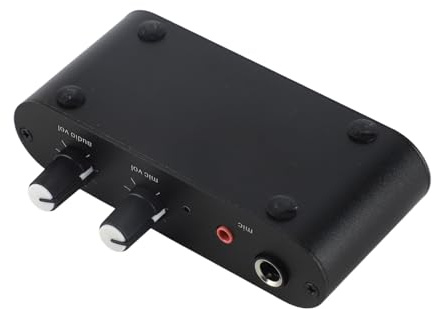 TOPINCN Kompakter Kleiner Stereo-Audio-Vorverstärker, 3 Ausgangsanschlüsse, Kopfhörerverstärker für Dynamische Mikrofone, Tragbar und Störungsfrei – ABS-Aluminium-Material