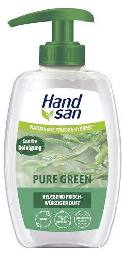 Handsan Flüssigseife Pure Green | Spender | 300 ml | Mit belebend frisch-würzigem Duft für die tägliche Handreinigung.