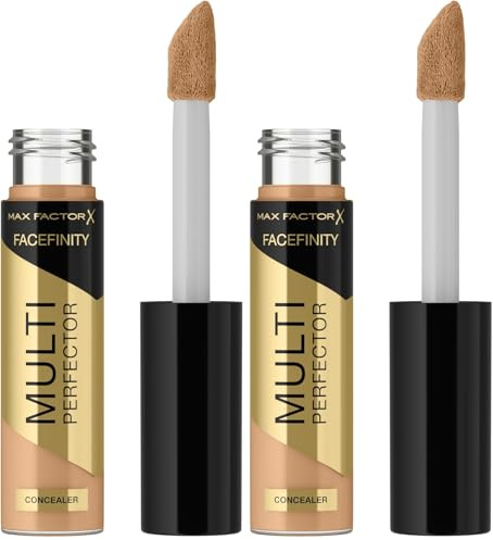 Max Factor Facefinity Multi-Perfector Concealer, All In One, Conceal Imperfections, Instant Brightening, Natrual Finish, Lightweight, Vegan, Customisable Coverage - 4N, 11 ml (Packung mit 2)