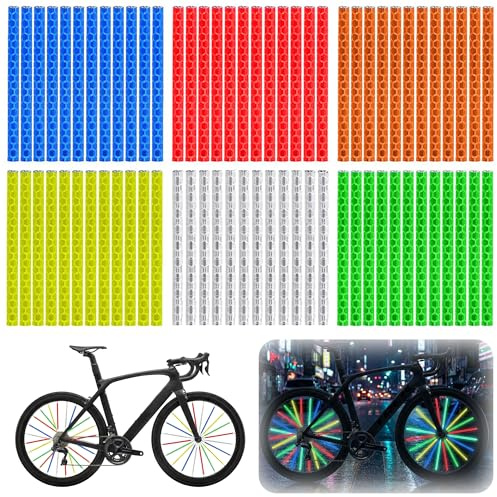 Cimown 72 Stück Speichenreflektoren Fahrrad, 75 x 5mm Fahrrad Speichenreflektoren, 6 Farben, 360°-Sichtbarkeit, Reflektierende Warnung für die Nachtfahrten, für Fahrräder
