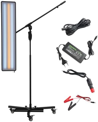 PDR Lampe LED Auto Dellen Lampe Mit Höhenverstellbar Drehbar Ständer Dellenreflektor Helligkeit Verstellbar Dellen Reflektorlampe auf Rollen Ausbeulwerkzeug pdr Werkzeug AC & DC mit Zigarettenanzünder