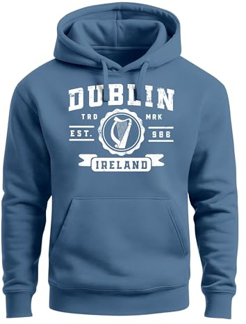 Neverless® Hoodie Herren Dublin Irland Retro Design Print Aufdruck Kapuzen-Pullover Männer Fashion Streetstyle