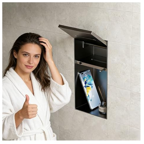 JYHHCYS nicchia doccia incasso Nascosto Porta Carta Igienica A Parete, Salvaspazio Porta Rotolo Di Carta Igienica A Incasso, Integrato Nicchia Predisposta Per Piastrelle Per Bagno
