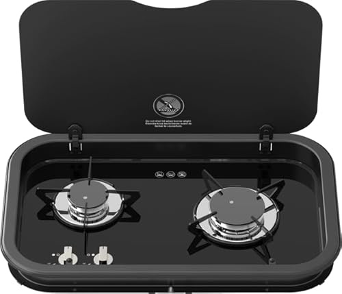 THETFORD Topline 165 Kochmulde, Schwarz, 2 Kochstellen, Gas, Regulierbare Flamme, Glas, 36,1x57,6x10,6 cm