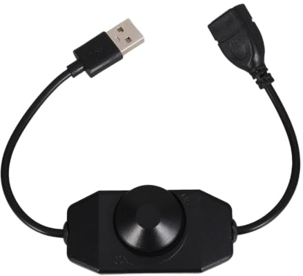 Artibetter Variateur LED USB : Contrôleur de luminosité par paliers - Interrupteur variateur intégré à bouton-poussoir - Câble USB réglable pour lampes de bureau, rubans lumineux et guirlandes