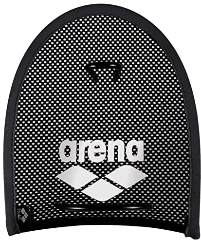 arena 1E554 Unisex Schwimm Wettkampf Trainingshilfe Hand Paddles Netzstoff für Krafttraining, Black-Silver (55), M