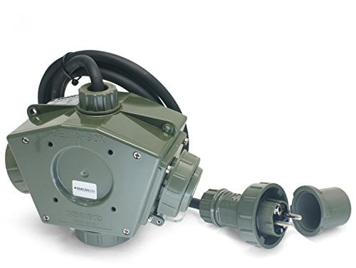 ENECEN 1252402 Verlängerungskabel 230V/16A IP68 Gummi H07RN-F 3x2,5 mm² mit ST/3-Wege SK-KU BTD bronzegrün TM druckwasserdicht 2m