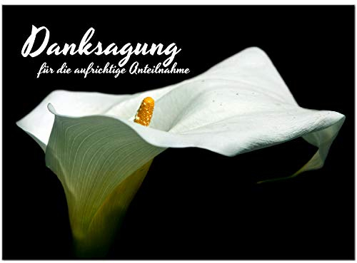 Trauer Danksagungskarten mit Umschlag | Motiv: Calla, 10 Stück | Dankeskarten DIN A6 Set | Trauerkarten Danksagung Danke sagen