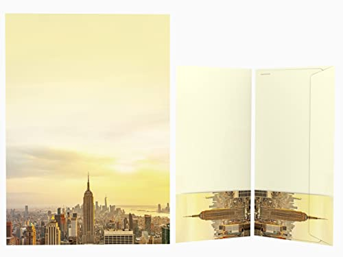 USA-Designpapier-Serie Briefpapier Set Road Trip New York, 40-teilig mit 20 Blatt Motivpapier DIN A4, 90g/qm und 20 passenden DIN LANG-Briefumschlägen