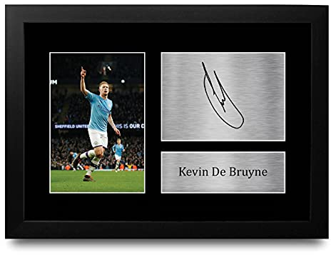 HWC Trading Kevin De Bruyne A4 Gerahmte Signiert Gedruckt Autogramme Bild Druck-Fotoanzeige Geschenk Für Manchester City Fußball Fans
