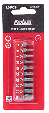 Protorq TORX PLUS IPR, 5-Punkt Manipulationssichere Sicherheits-Bits (IPR 7-40), 25mm, 10 Stück, Hochwertiger S2-Stahl