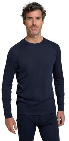 Mountain Warehouse Talus Mens Thermal Baselayer Top - Quick Drying Jumper, Easy Care, Long Sleeves, Sweater, Breathable, Lightweight & High Wicking Navy (Round Neck) M