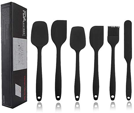 TOPSEAS Spatule Silicone de Cuisine,TOPSEAS Ustensiles en Silicone 6 Pack comme Ustensiles de Cuisine Antiadhésifs Include Cullière Spatule etc,pour Cuisine et Faire des Gâteaux(Noir)