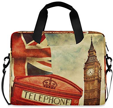 HMZXZ London Big Ben Union Jack Laptoptasche 13 14 15.6 Zoll Laptop Tasche Aktentasche Hülle Notebooktasche Schulter Tasche Handtasche für Arbeit Business Uni