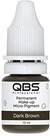 QBS Pigmentos de microblading para cejas, 10 ml, uso en máquina y a mano, selección de 9 colores, productos de maquillaje semipermanente (marrón oscuro)