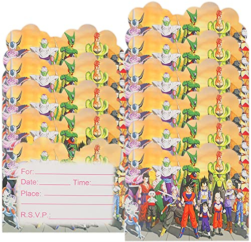 Qemsele Einladungskarten Kindergeburtstag, 30 Stück Einladung & Umschlägen Mädchen Jungs Geburtstag Einladungskarte Englisch Kinder Geburtstagseinladungen Mitgebsel Themenparty lädt ein (Dragon)